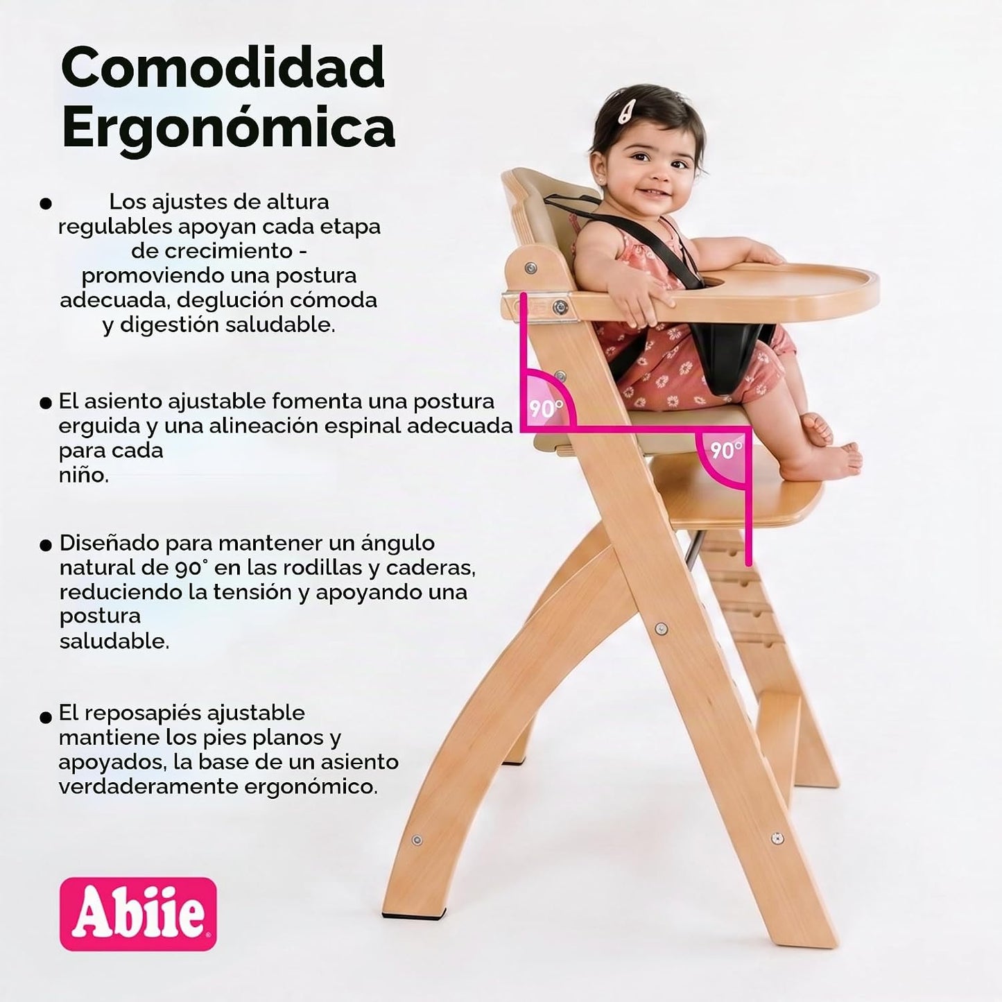 Abiie Beyond Junior - Silla alta de madera con bandeja, silla alta...