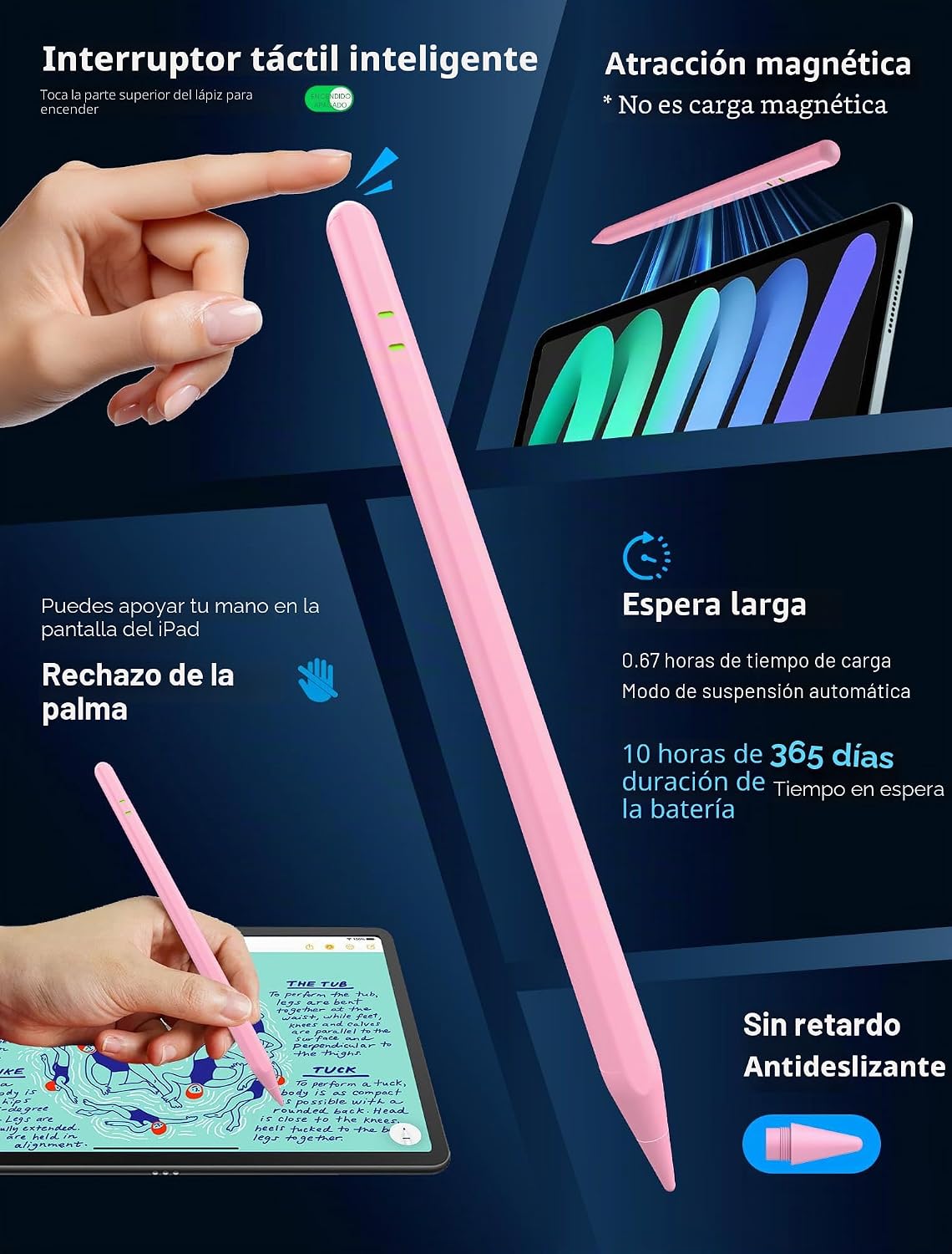 Lápiz para iPad A16\/11\/10\/9\/8\/7\/6th, lápiz capacitivo para iP...