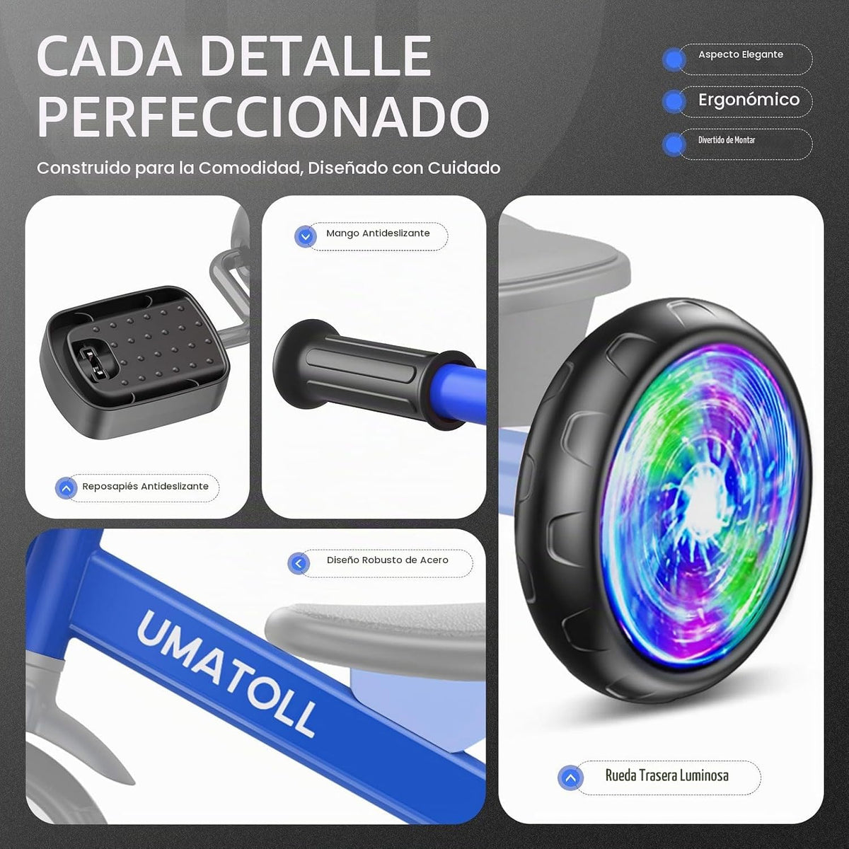 Umatoll Triciclo para Niños de 2 a 5 Años, Bicicleta Ajustable para...