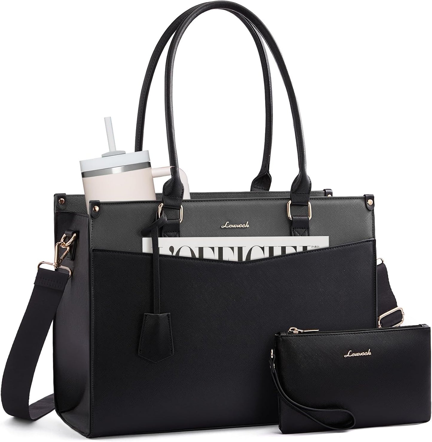 LOVEVOOK Bolsa para laptop para mujer, bolso 2 en 1 con embrague y...