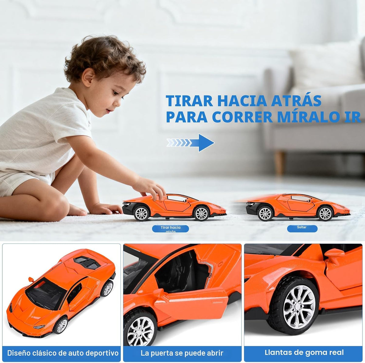 Juguete de metal fundido a presión, autos de juguete 1:36 con puert...