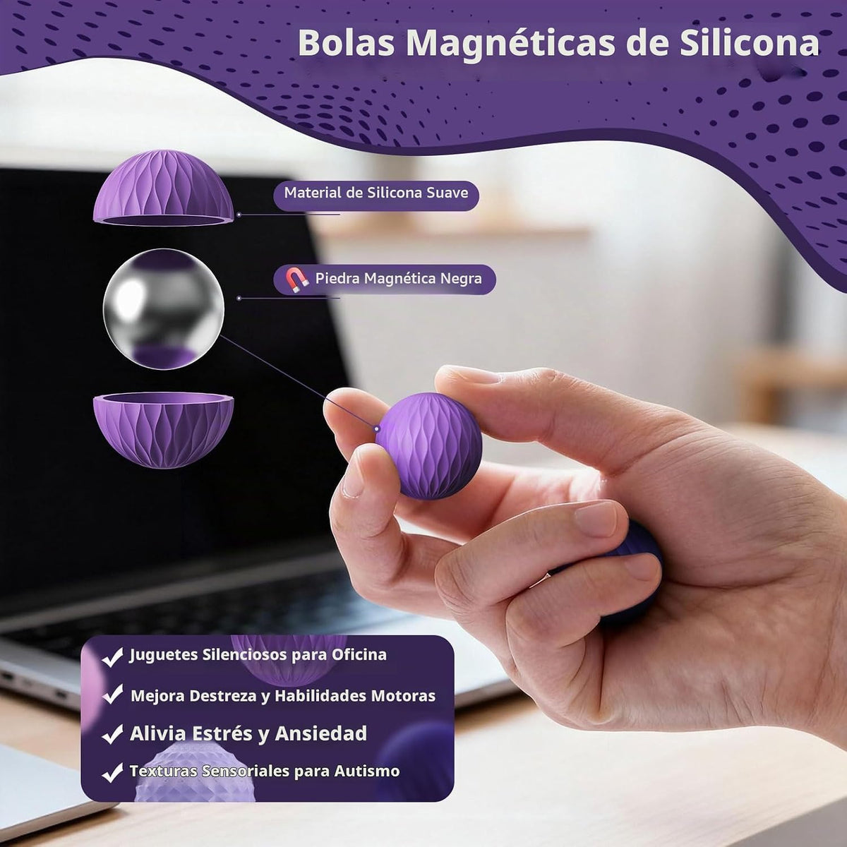 Bomeiyi Bolas magnéticas de silicona para adultos y adolescentes, j...