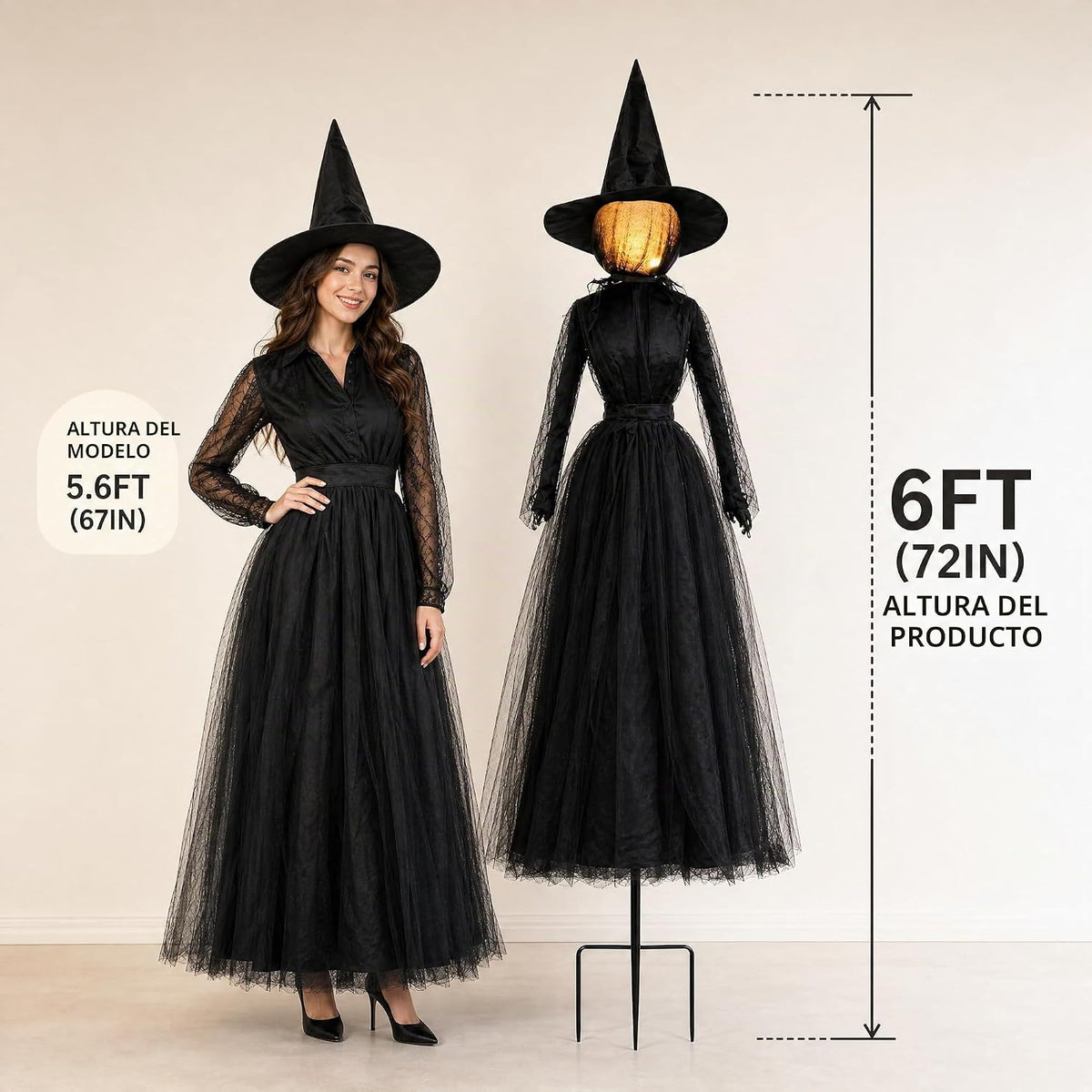 TW SHINE Decoraciones de bruja de Halloween para exteriores, juego...