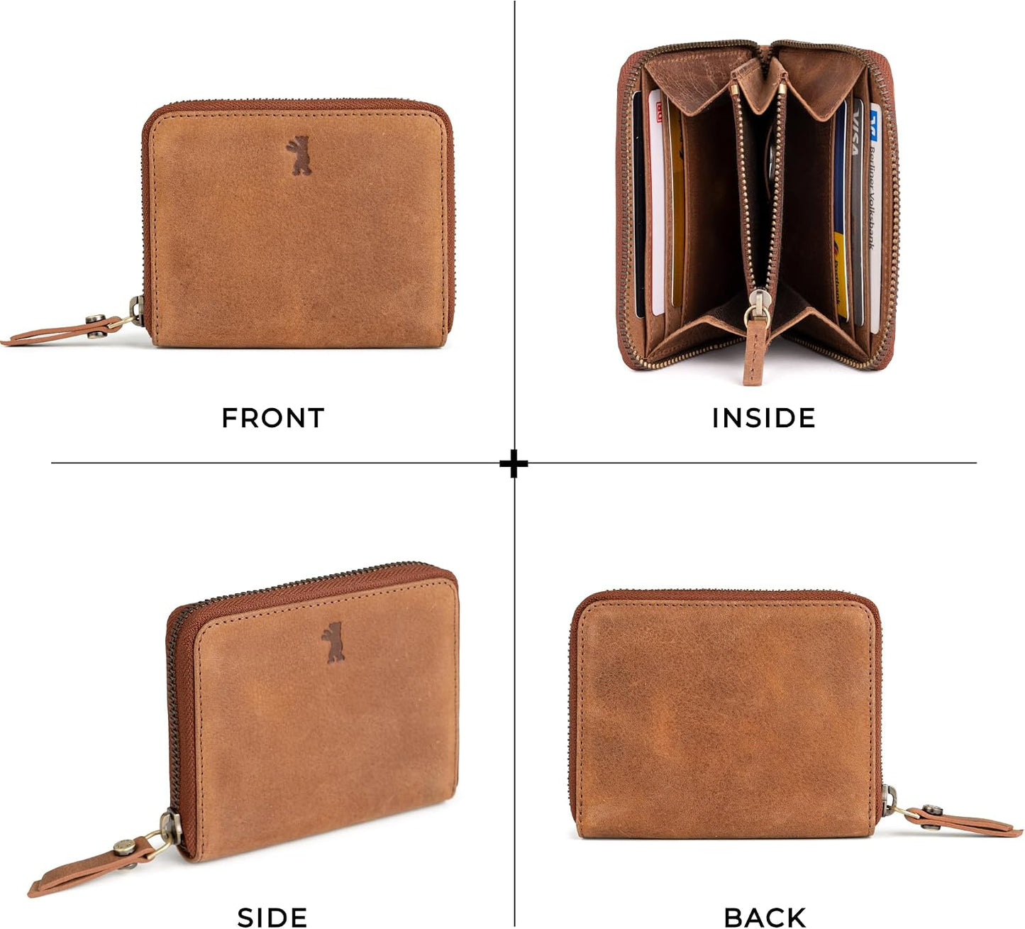 Berliner Bags Cartera de piel Fiona para mujer, cartera compacta co...