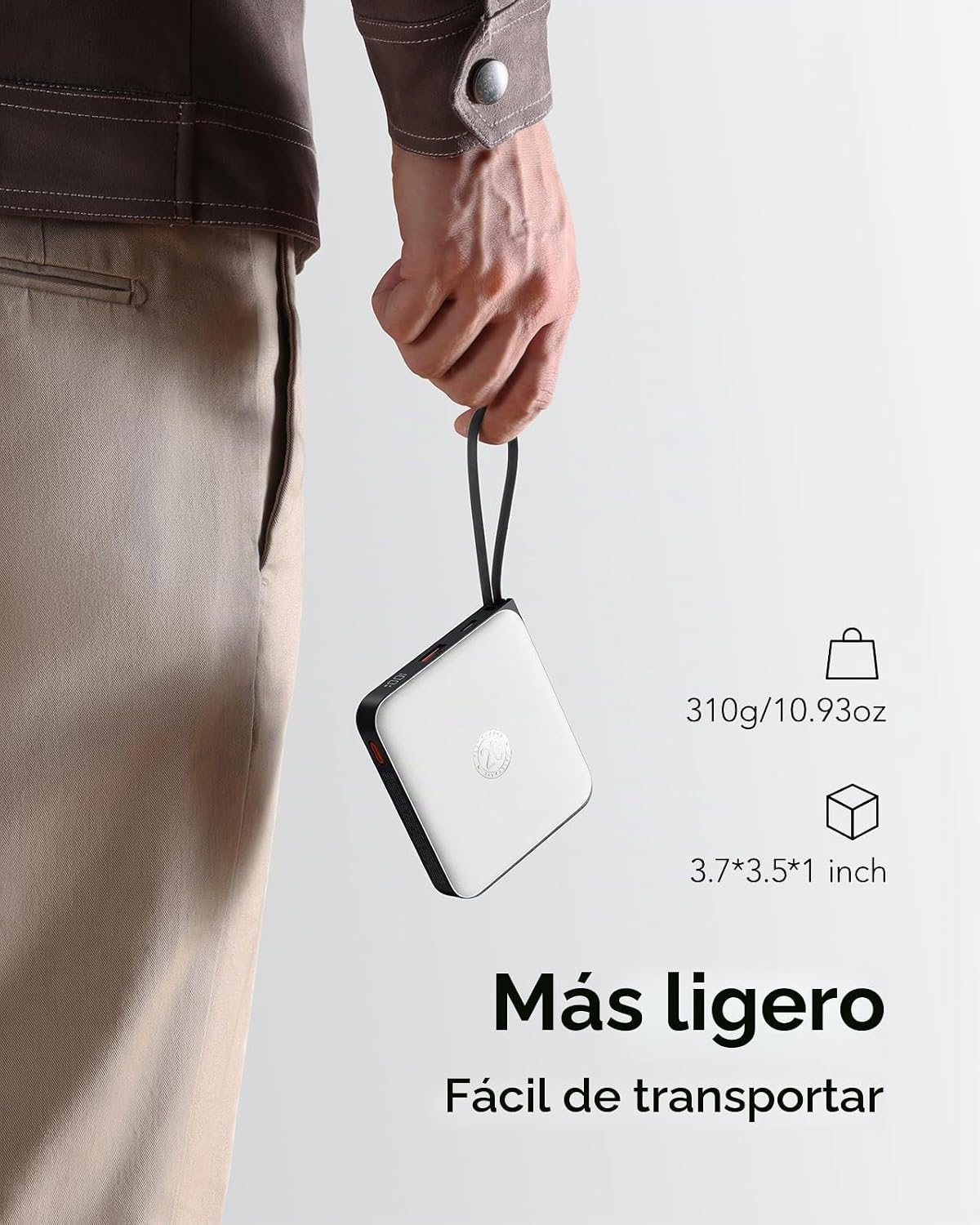 VRURC Cargador portátil de 20000 mAh con cables integrados, cargado...