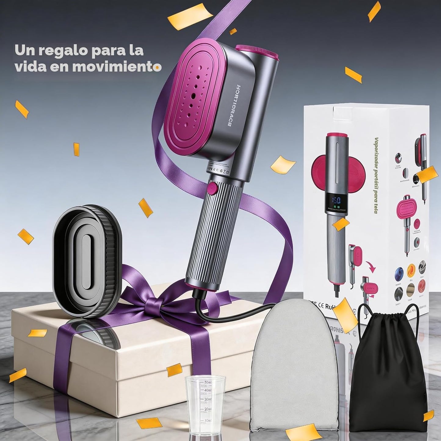 HORTIGRACE Vaporizador de viaje para ropa, plancha de vapor 2 en 1...