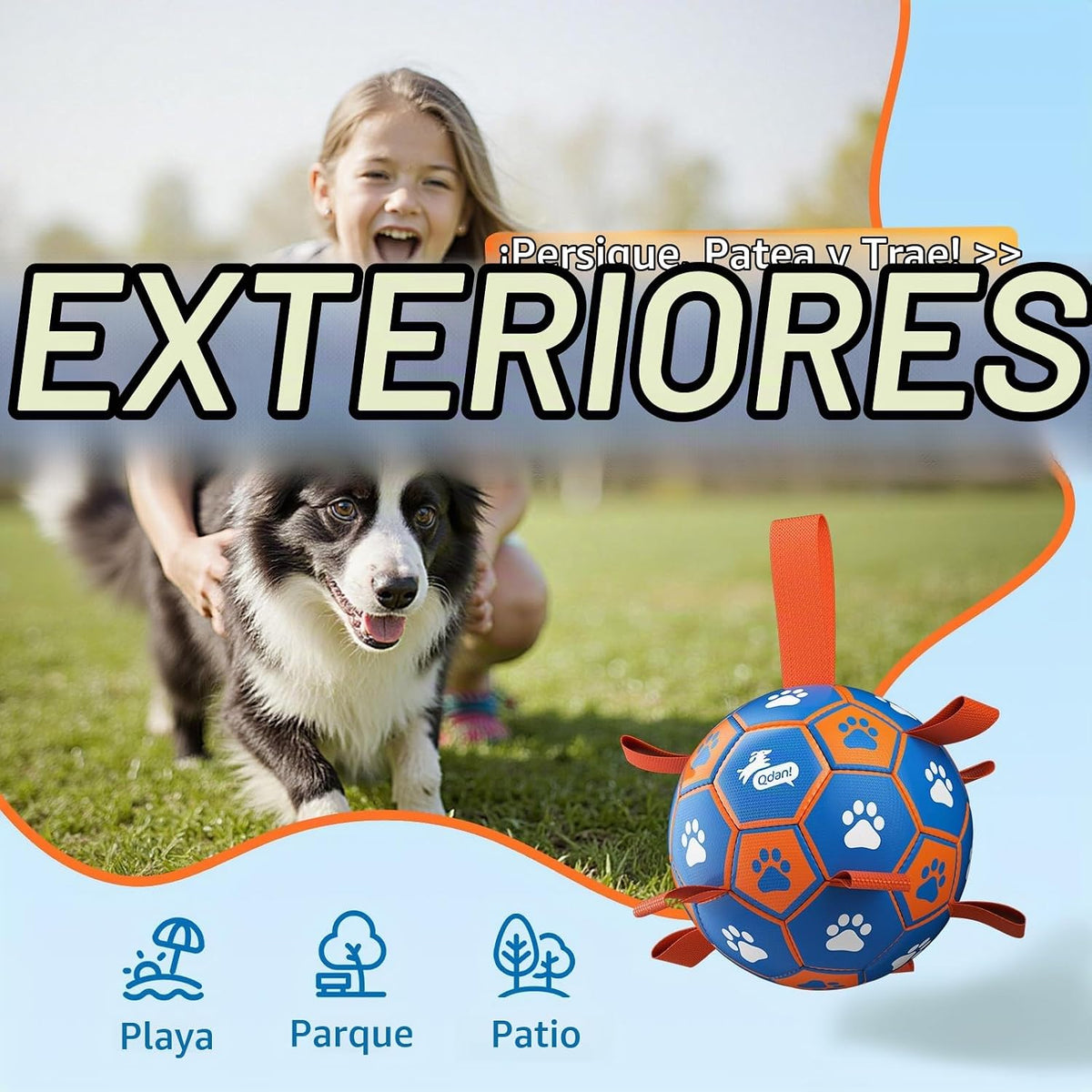 QDAN Juguetes de cuerdas para perros, pelota de fútbol con correas,...