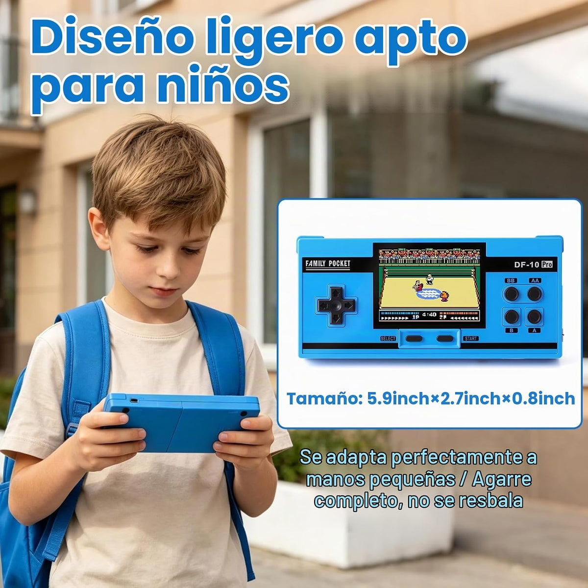 Juego de mano para niños, 10 juegos clásicos retro precargados, pan...