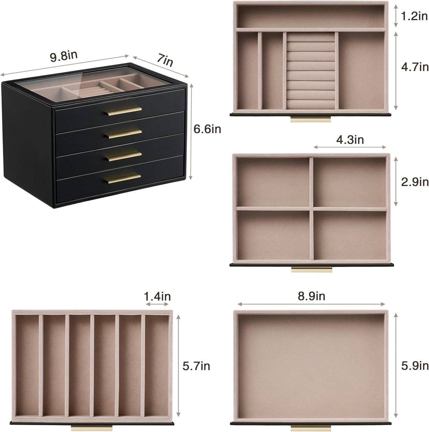 pickpiff Caja Organizadora de Joyas para Mujer: Estuche de Almacena...
