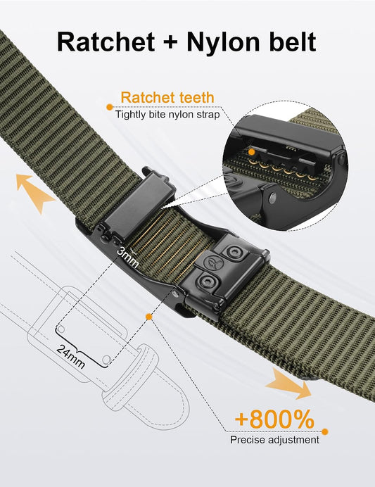 JUKMO - Cinto de nailon con trinquete de 1.5" para hombre, cint...