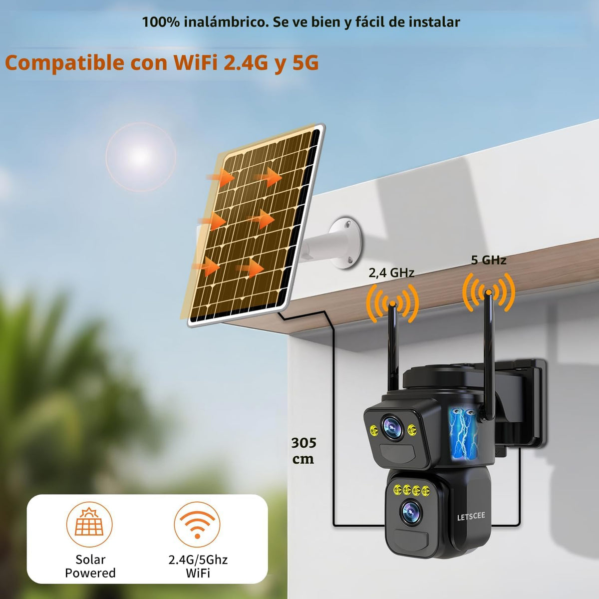 LETSCEE Cámaras de Seguridad WiFi para Exteriores, Cámaras 5G\/2.4G...