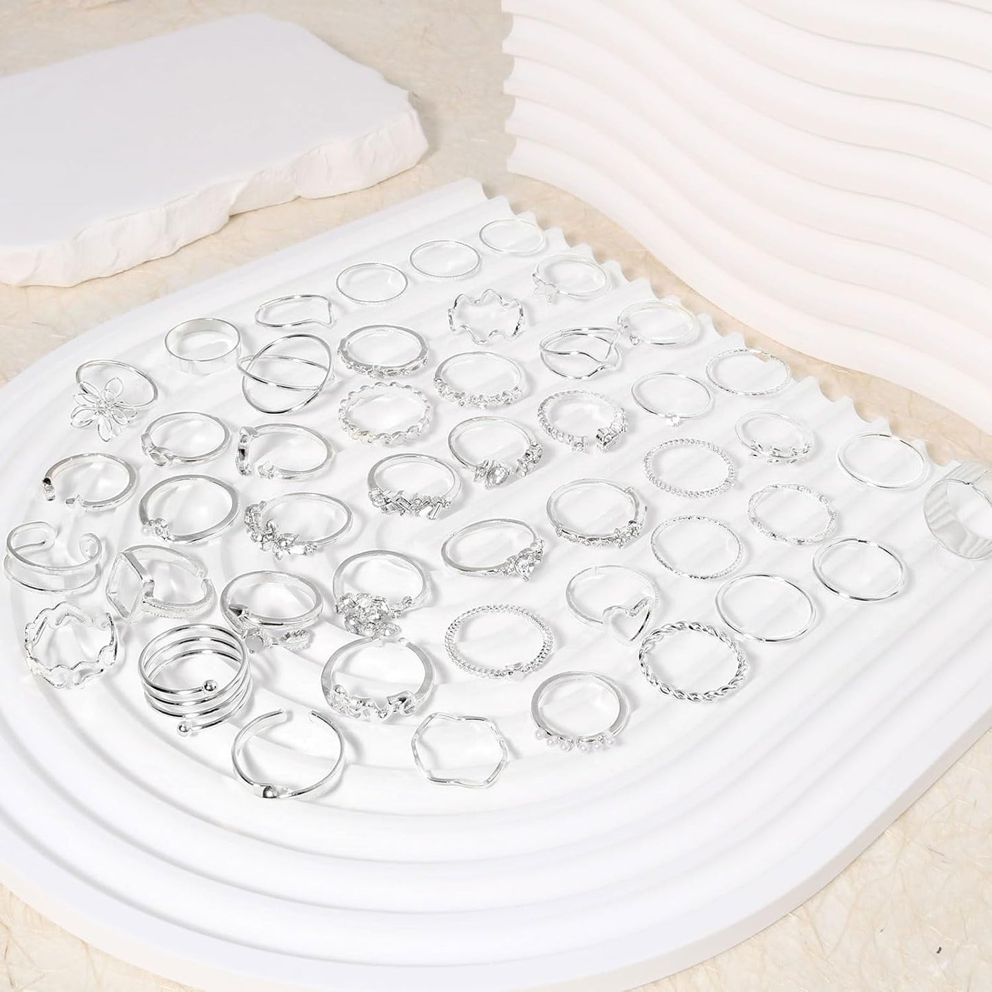 CHICUTIE Juego de anillos dorados para nudillos para mujeres, apila...