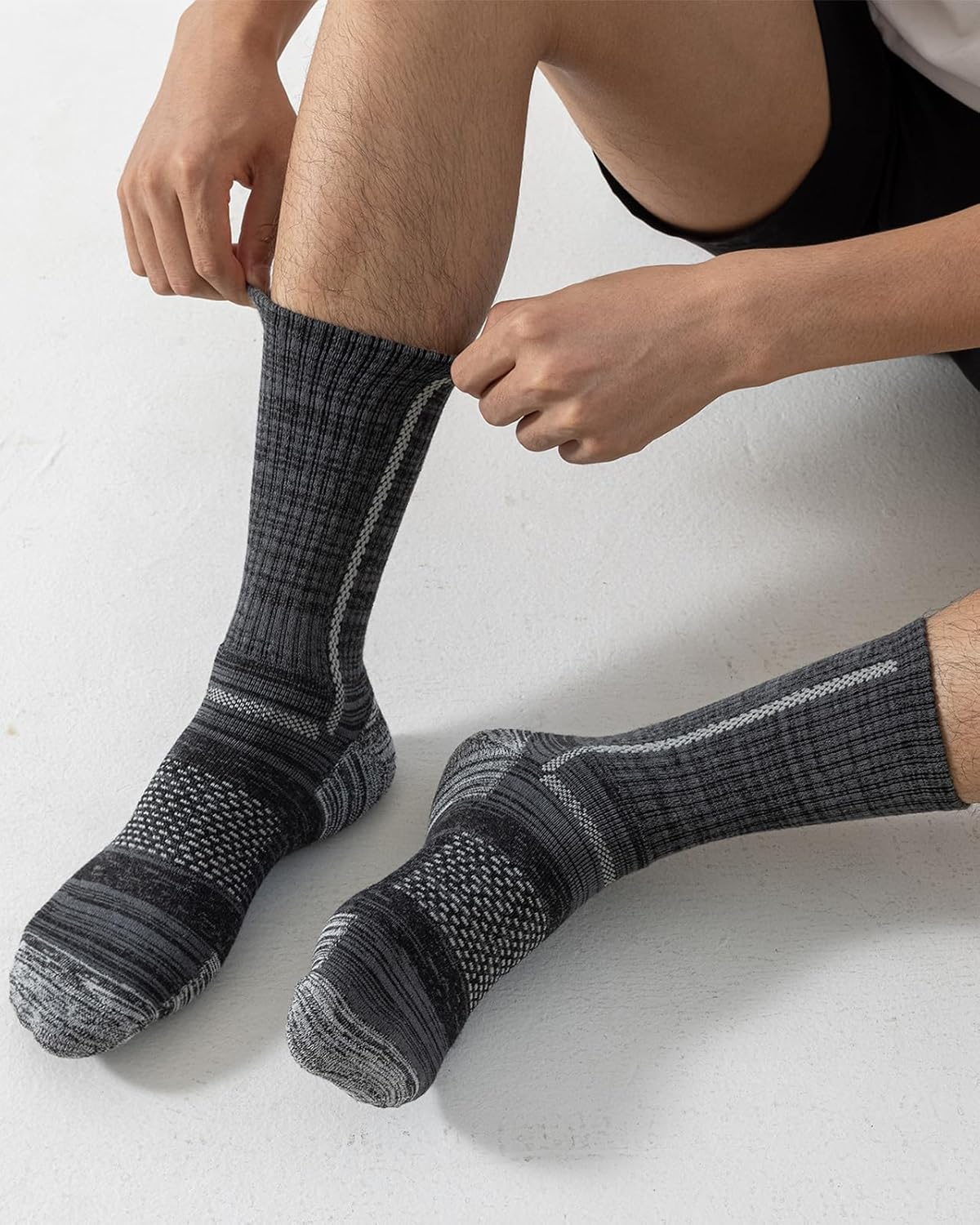 Niorasen Calcetines de trabajo de algodón para hombre, 5 pares de c...