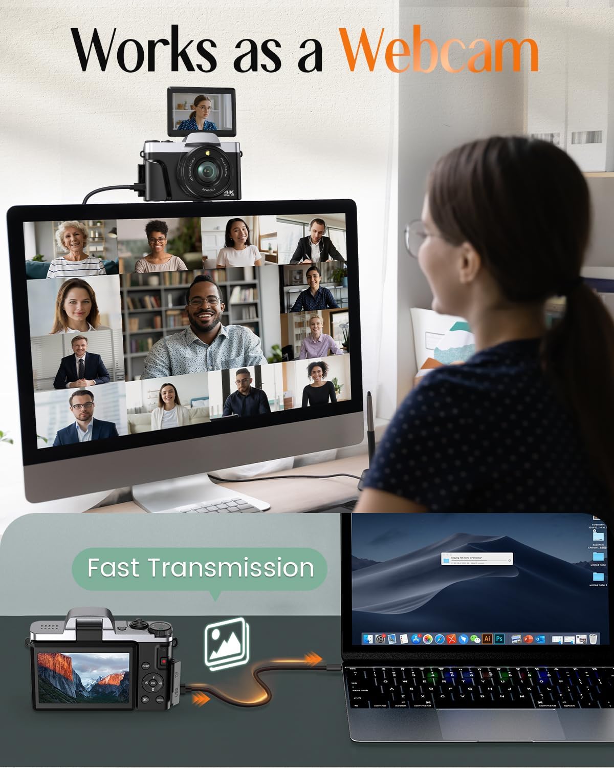 Cámara digital 4K para fotografía con WiFi, cámara de videoblogs de...