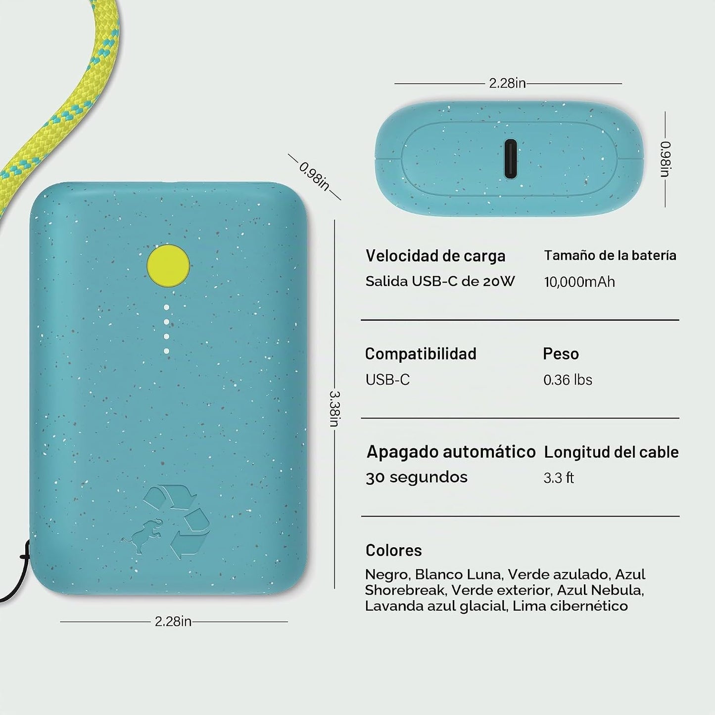 Nimble Champ Cargador Portátil, Batería Externa de 10,000mAh Carga...