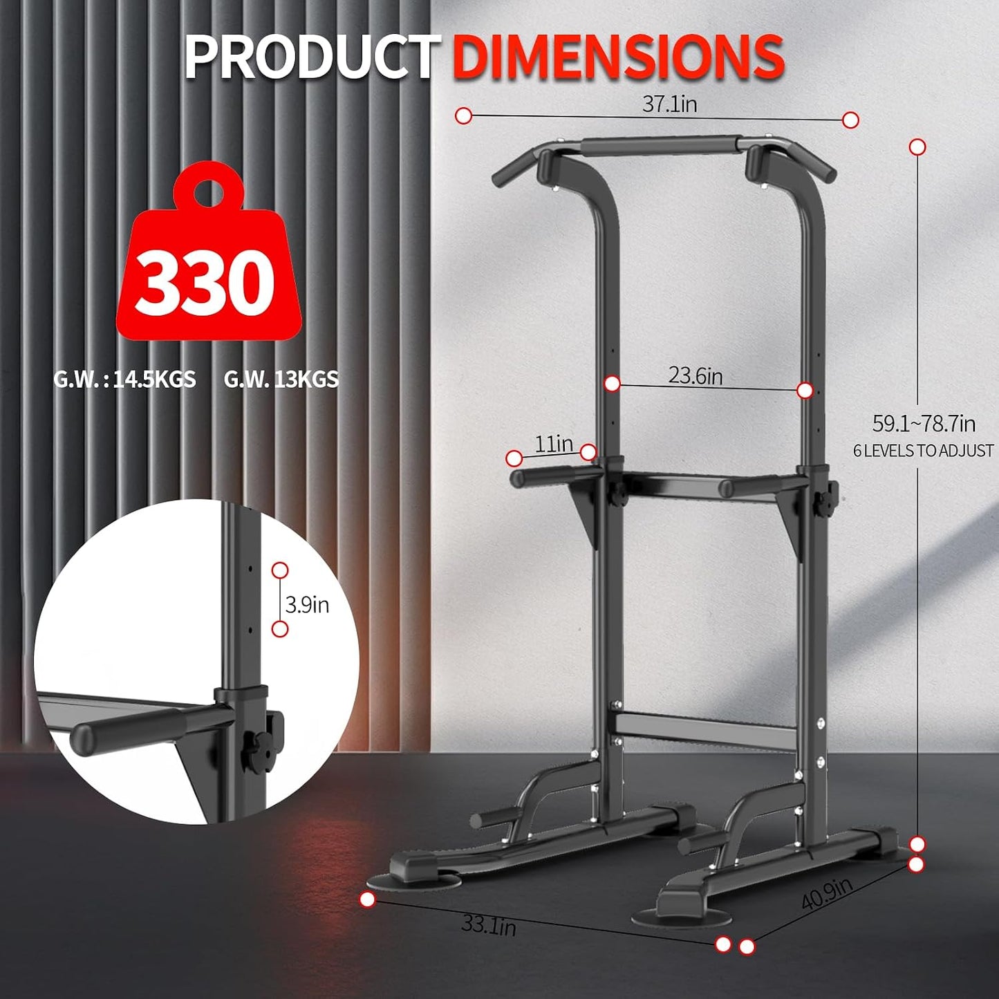 Z ZHICHI Pull-Up Dip Station Pull-Up Chin-Up Capacidad de peso 350LBS