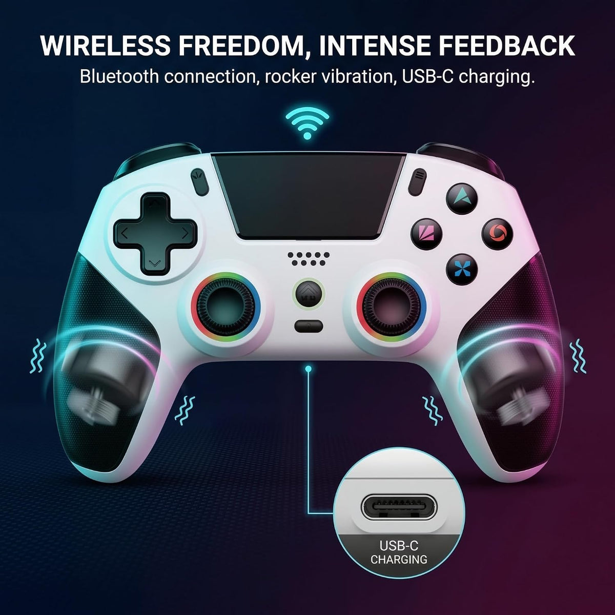 ZORVX Mando Inalámbrico Gaming Compatible con PS5, PC, iOS y Androi...