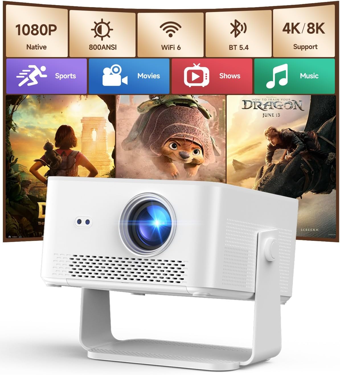 [Android 14 y 800ANSI] Mini proyector Magcubic 4K 8K, compatible co...