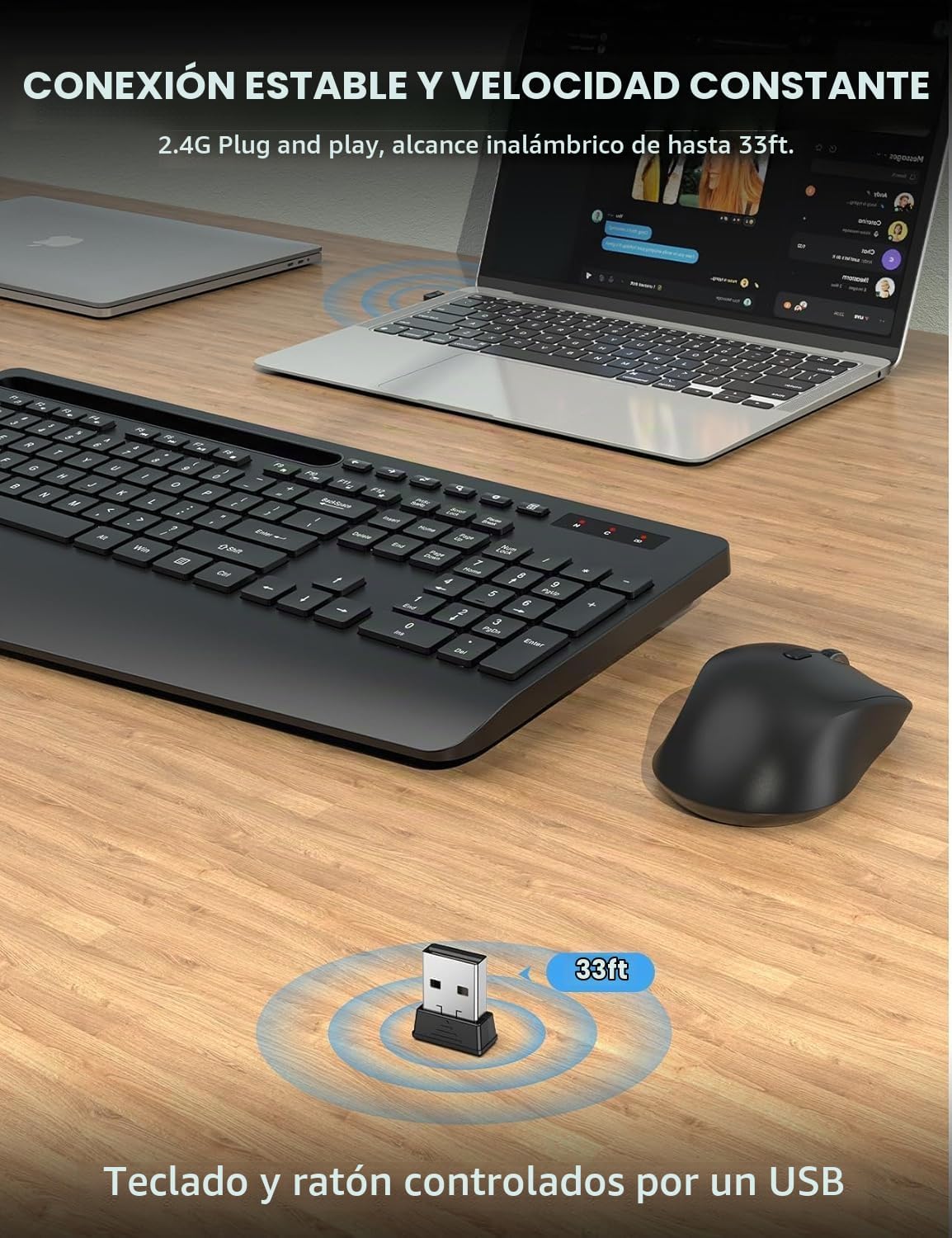 SABLUTE - Combo de teclado y mouse inalámbricos, paquete de 2, repo...