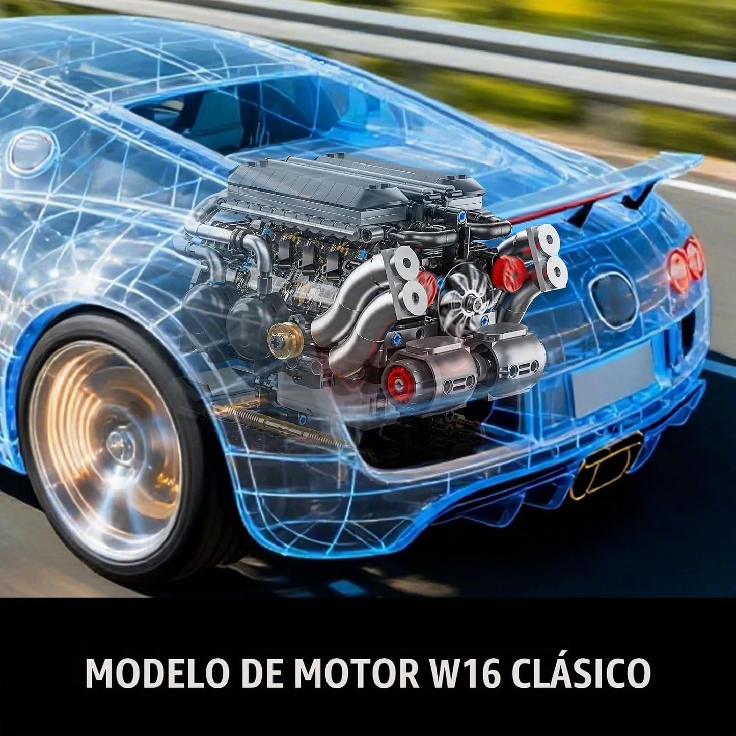 BseSparklion Juego de bloques de construcción de motor W16 para adu...