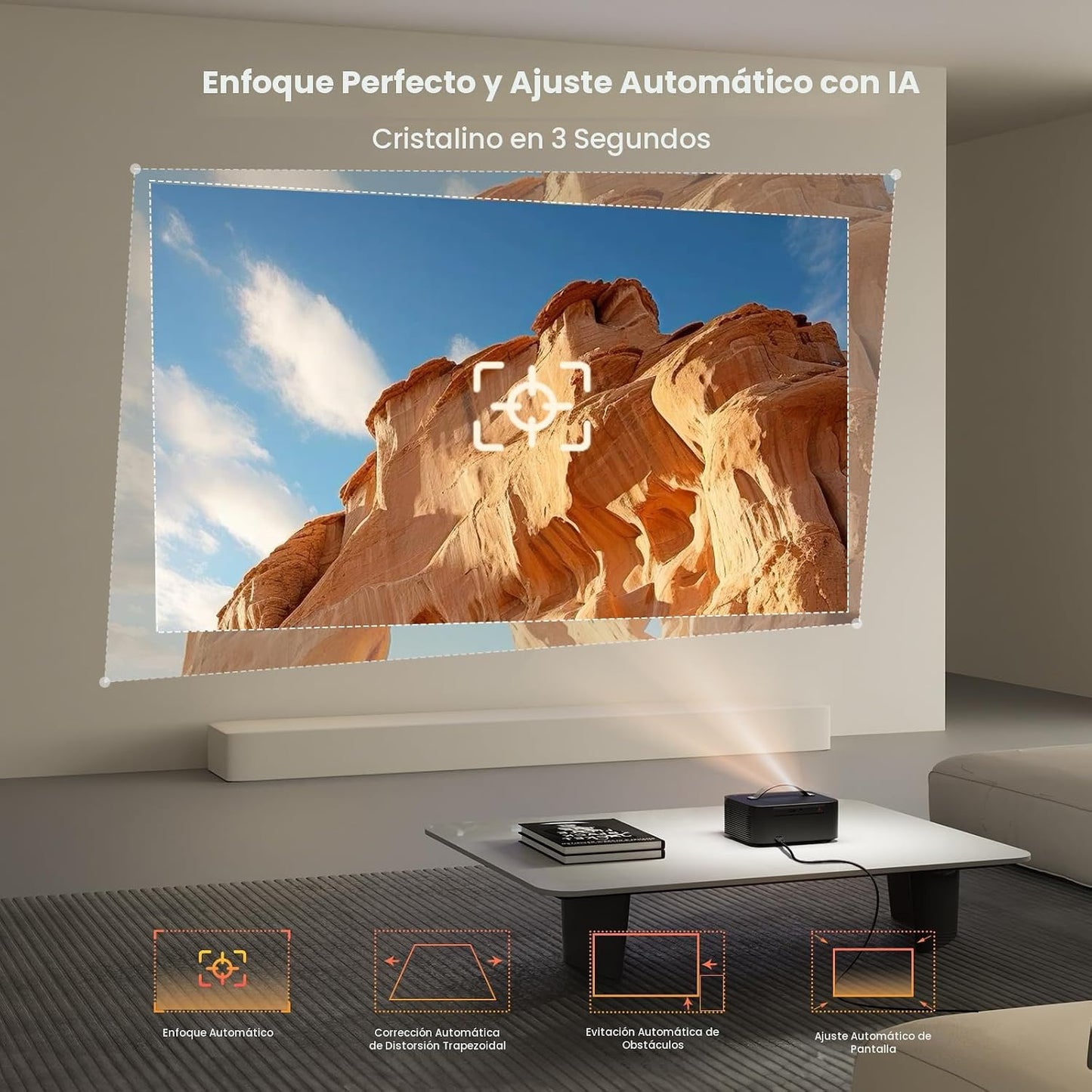 ONOAYO Proyector para exteriores 4K con enfoque automático AI, audi...