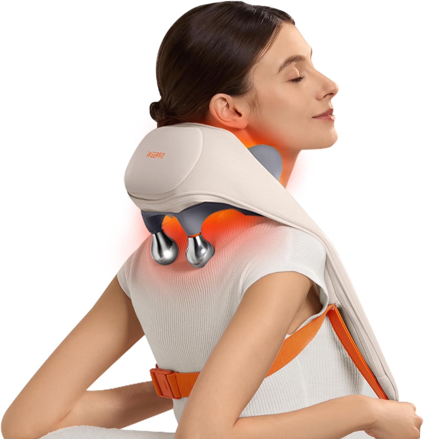 IKEEPFIT Masajeador de cuello inalámbrico con calor, masajeador de...