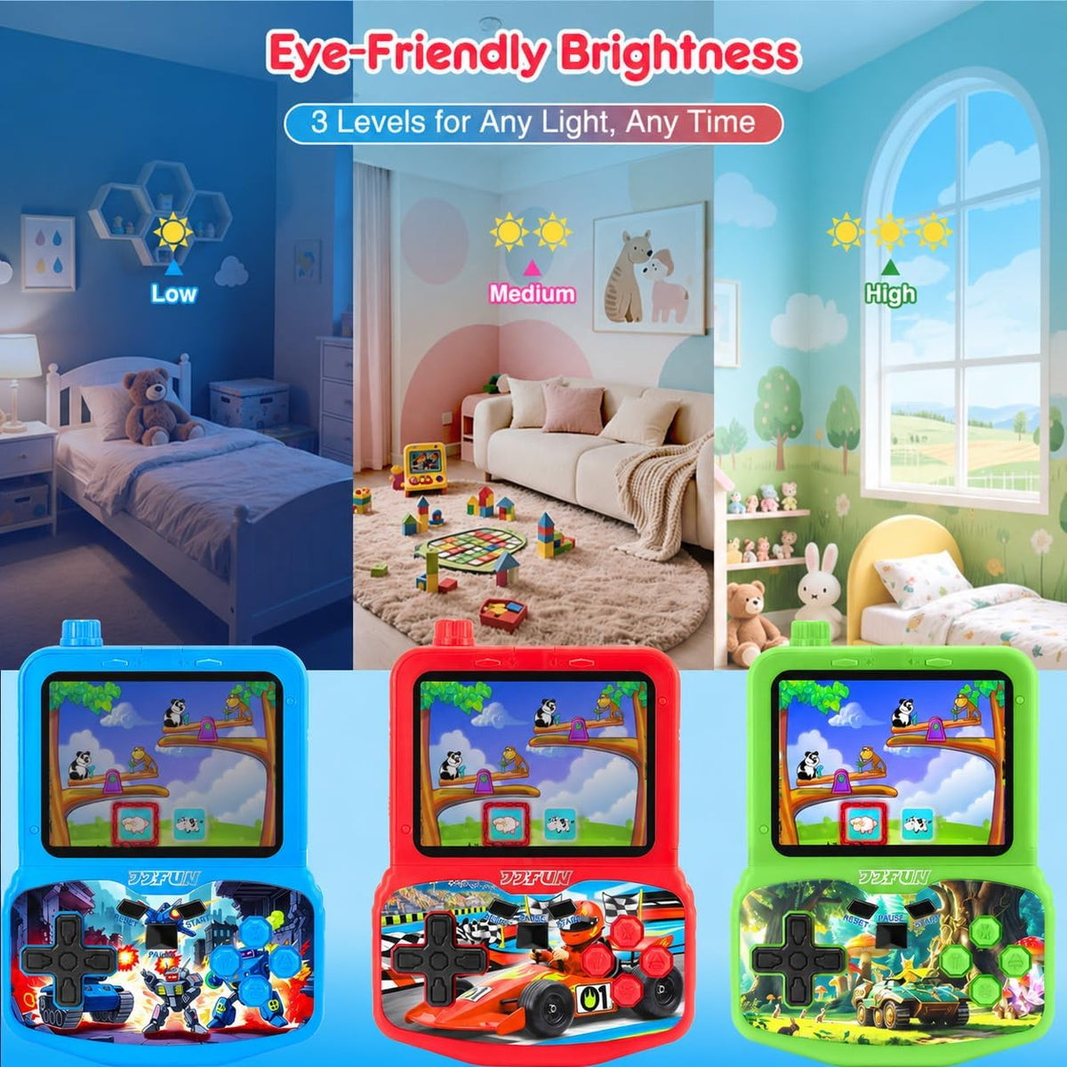JJFUN Consola de juegos portátil para niños, tema de auto de carrer...