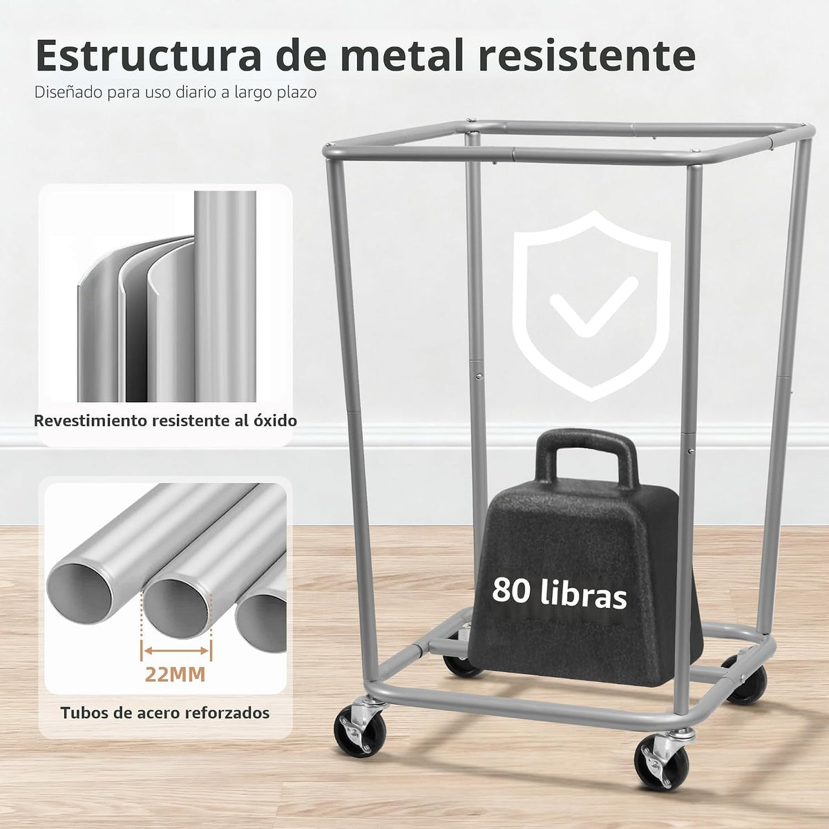 STORAGE MANIAC Cesta de lavandería comercial con marco de acero res...