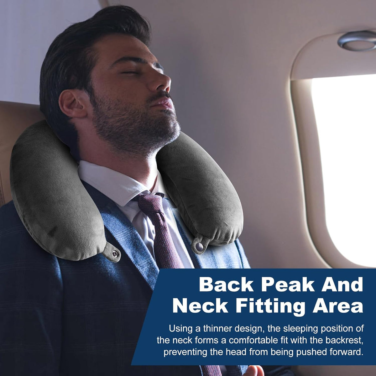 GDEOUP Almohada de viaje 100% espuma viscoelástica para el cuello e...
