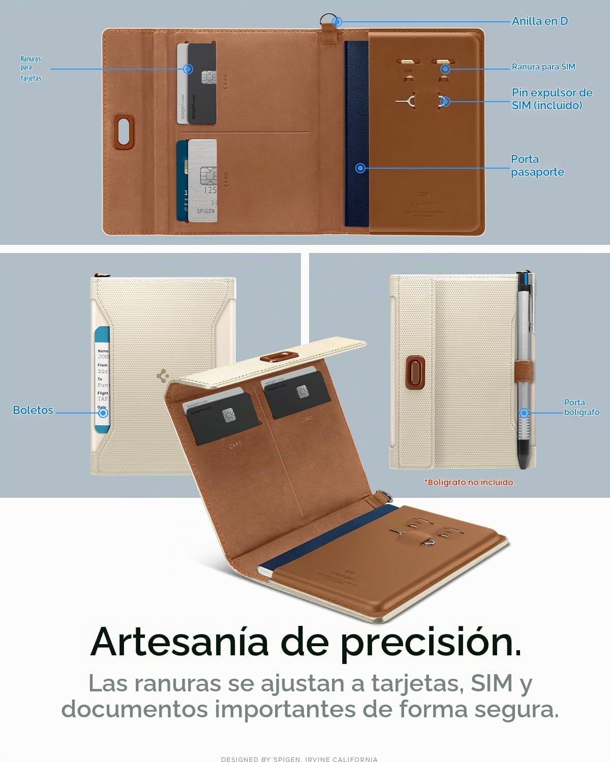 Spigen Life para pasaporte Funda para tarjeta con tecnología de blo...