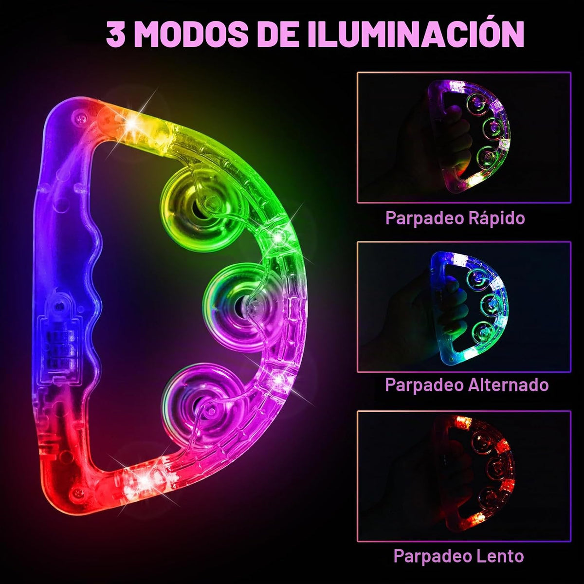 Aywewii Panderetas LED de Navidad que brillan en la oscuridad, sumi...