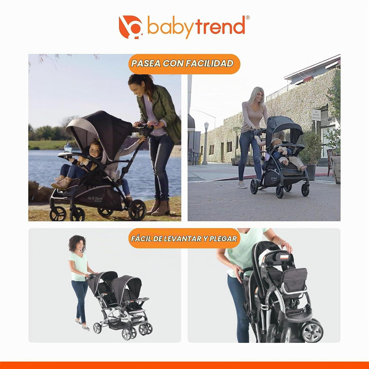 Cochecito doble para bebés y niños pequeños Baby Trend con arnés y...