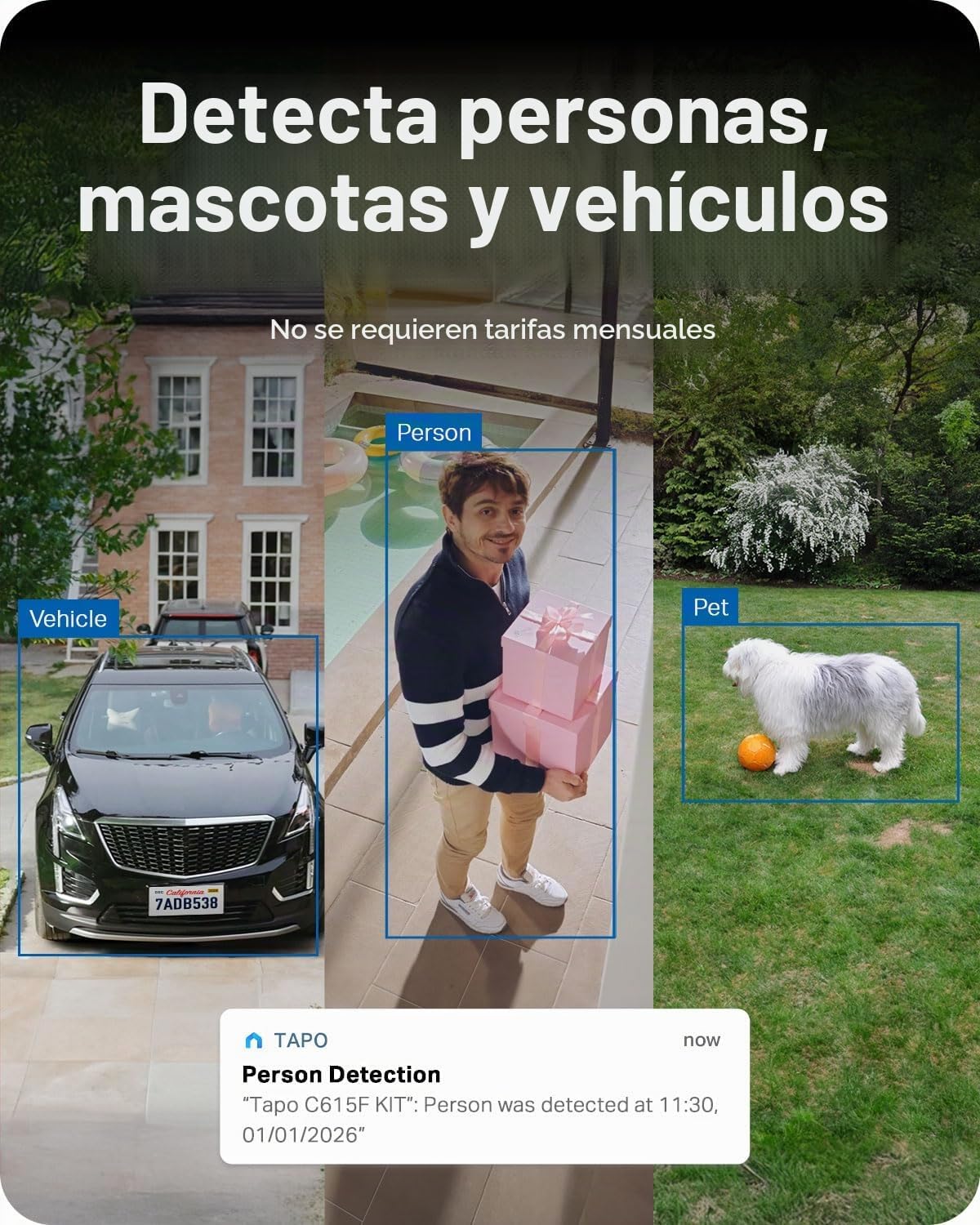 Tapo 2K - Cámara de seguridad inalámbrica con reflector panorámico\...
