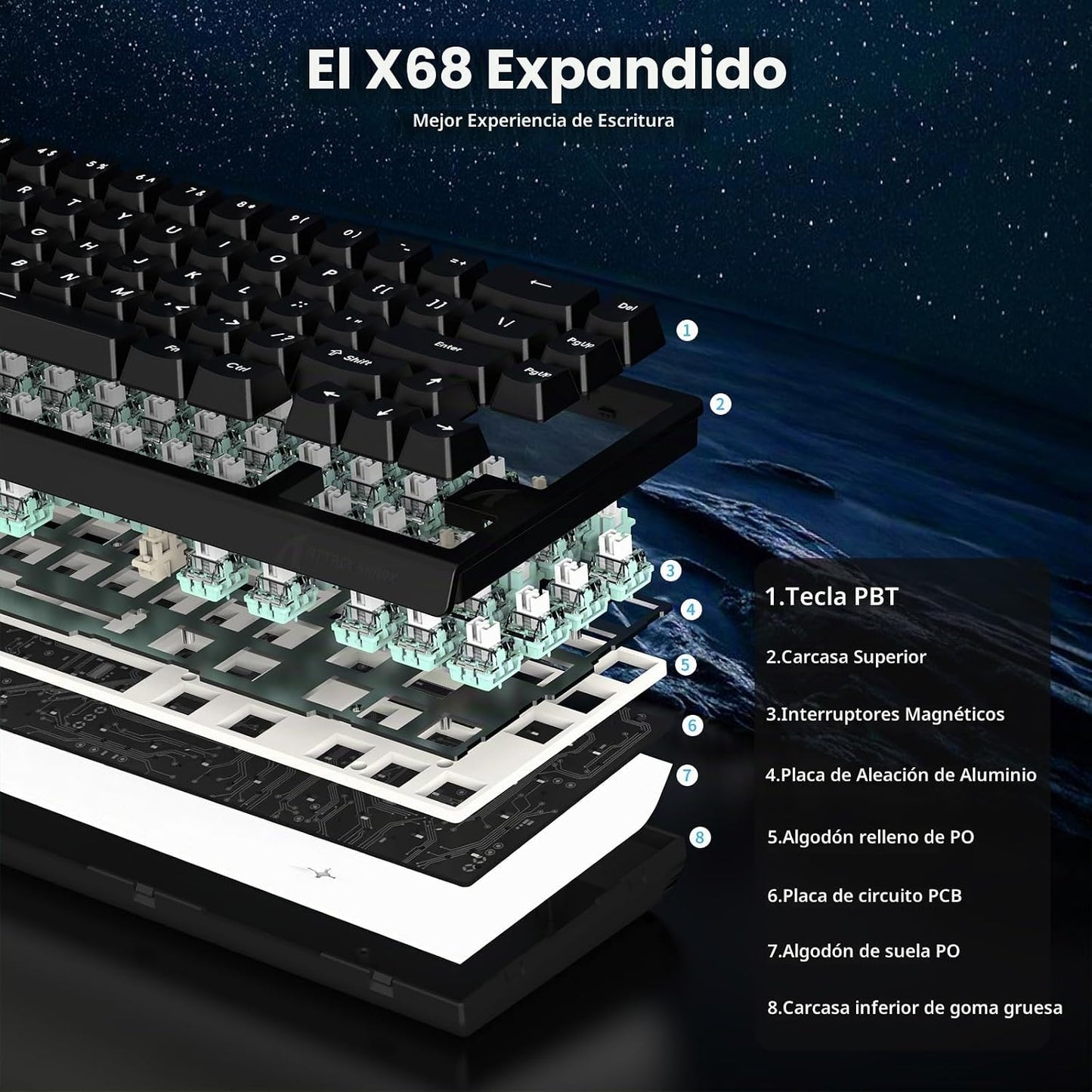 Teclado de Juego ATTACK SHARK X68 HE con Frecuencia de Muestreo de...