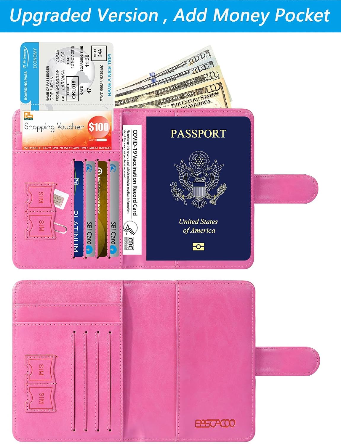 Funda para pasaporte, cartera con bloqueo RFID, funda de piel para...