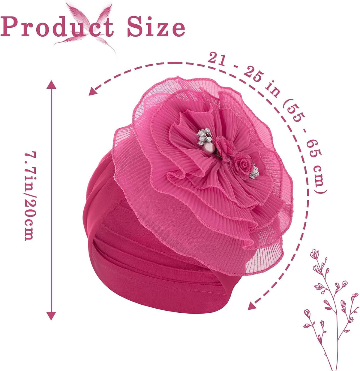 Bohend Gorro de turbantes de flores, nudo de perla, gorro preatado...