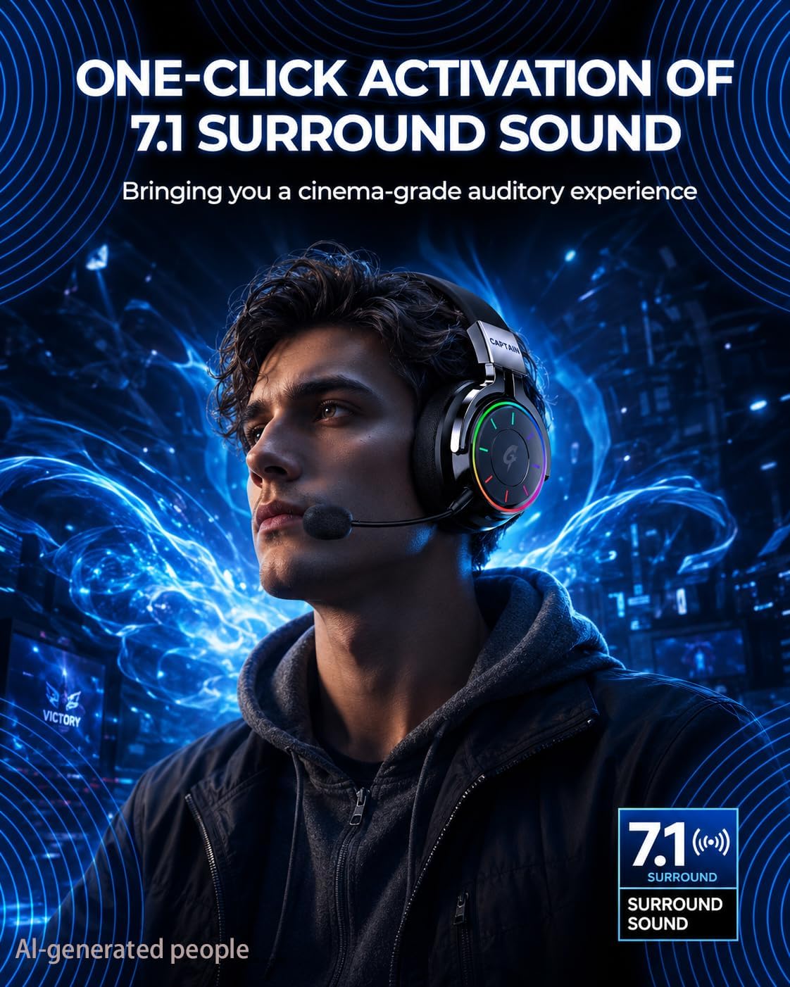 AOC Auriculares inalámbricos para juegos de 2.4 GHz para PS5, PC, P...