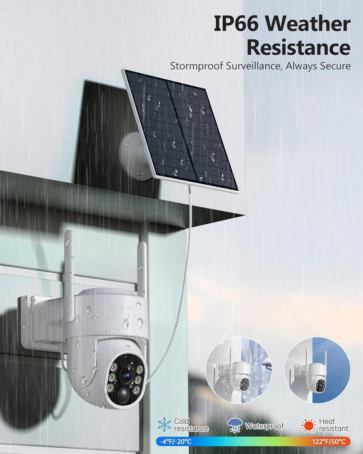 Sistema de cámara de seguridad 2K, cámaras inalámbricas solares WiF...