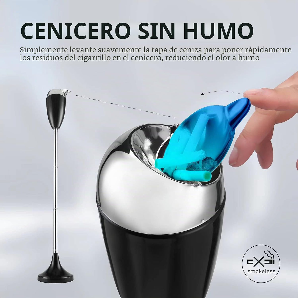 Anfrere Cenicero de pedestal ajustable sin humo a prueba de viento...