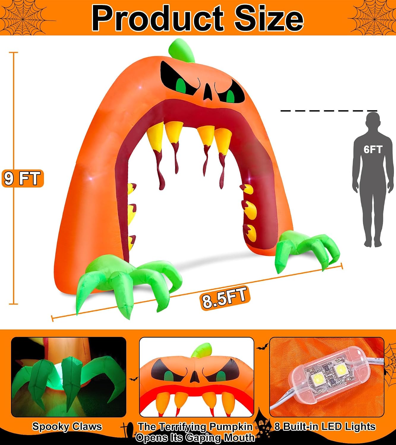 Inflables gigantes de Halloween con arco de calabaza, decoraciones...