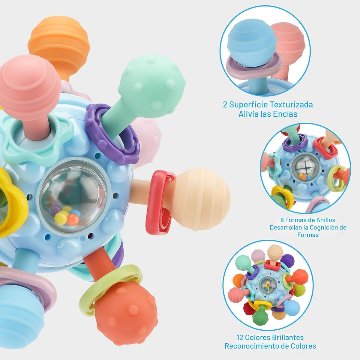 Juguetes Sensoriales Montessori para Bebés de 0-6 6-12 Meses, Morde...