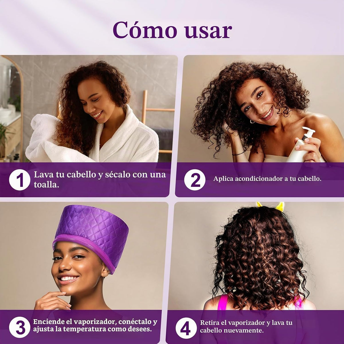 Gorro térmico de vapor para tratamiento natural del cabello: gorro...