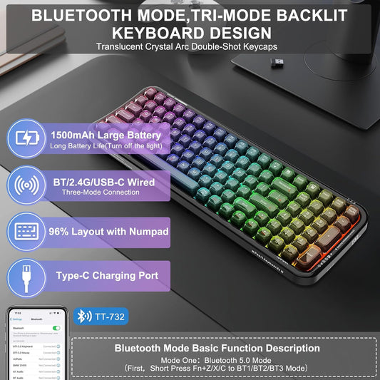 FOPETT Teclado inalámbrico para computadora con retroiluminación RG...
