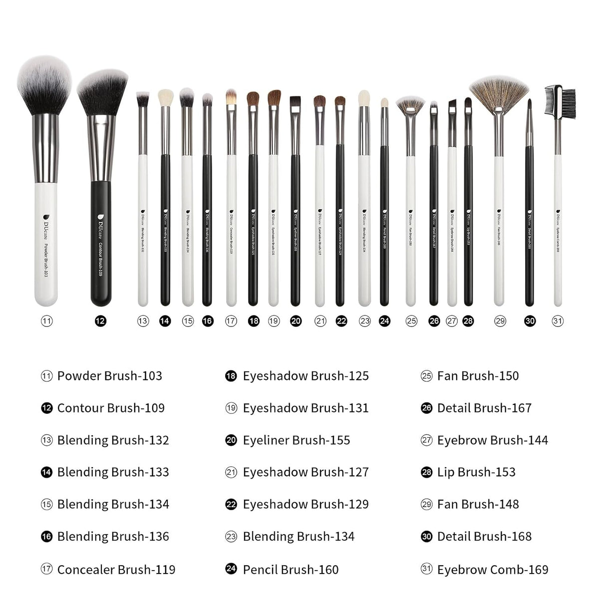 DUcare Juego de brochas de maquillaje profesional, 31 piezas, serie...