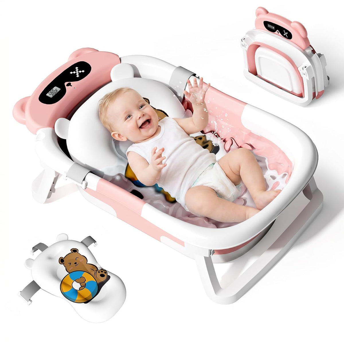 Kerbwry Bañera plegable para bebés recién nacidos y niños pequeños...