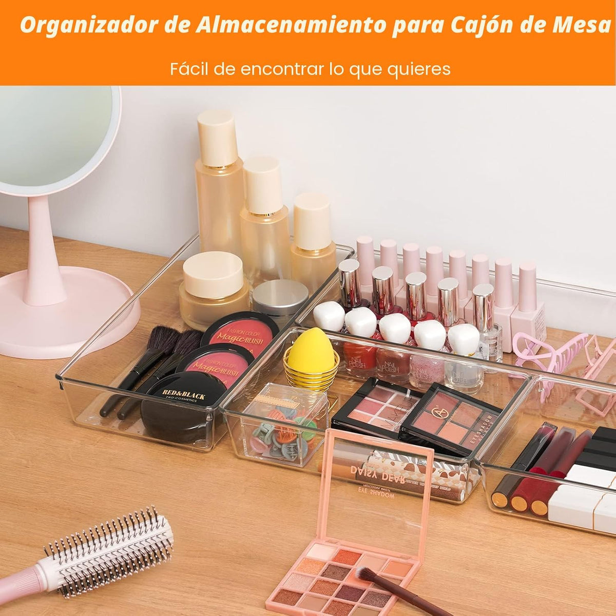 Criusia Juego de 6 organizadores de cajones transparentes de gran t...