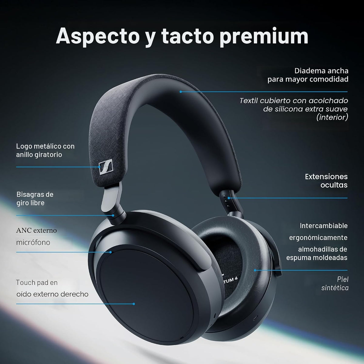 Sennheiser MOMENTUM 4 Wireless - Auriculares inalámbricos con cance...