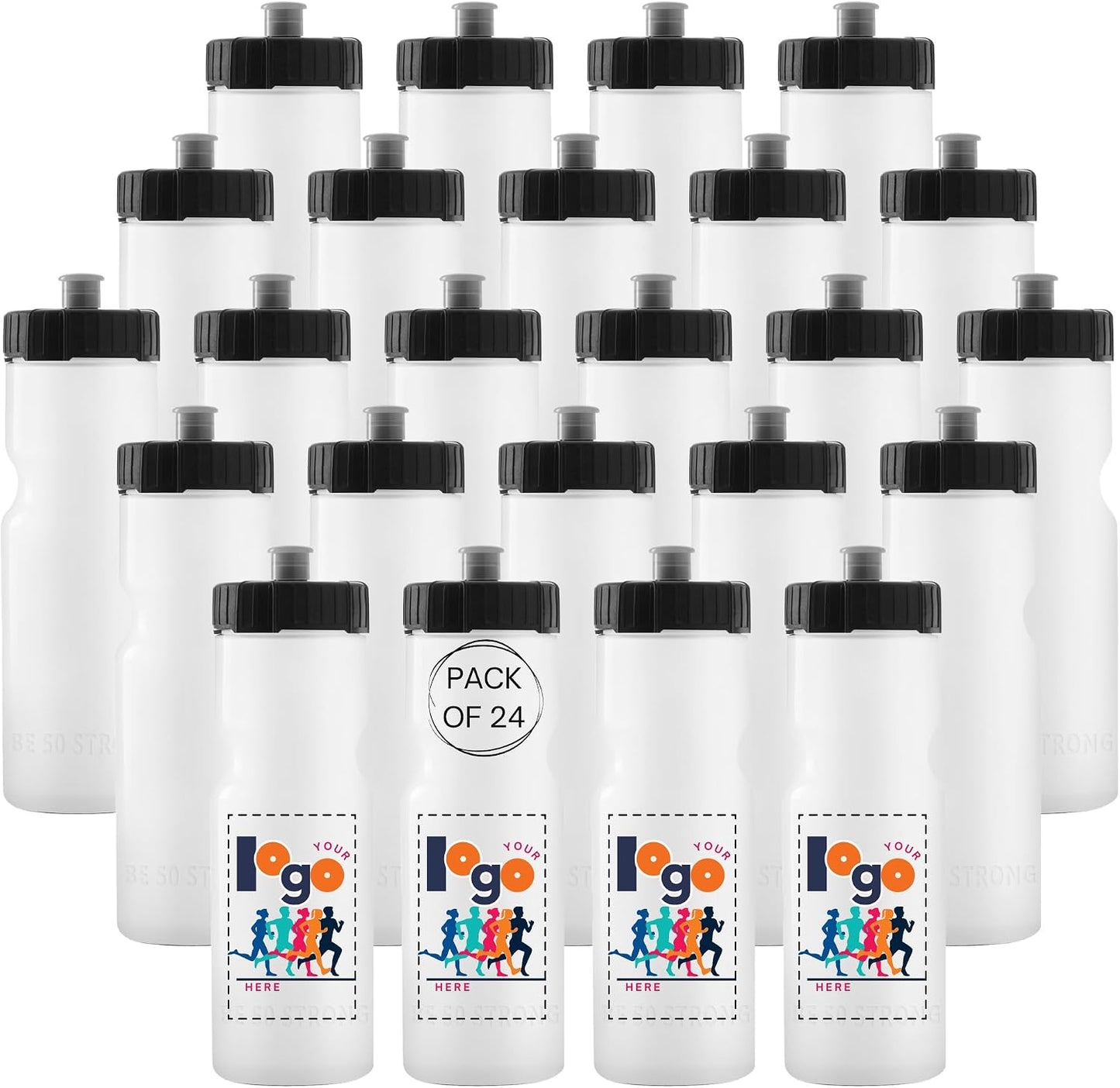 50 Strong | Botellas de agua personalizadas, paquete de 24, 22 onza...