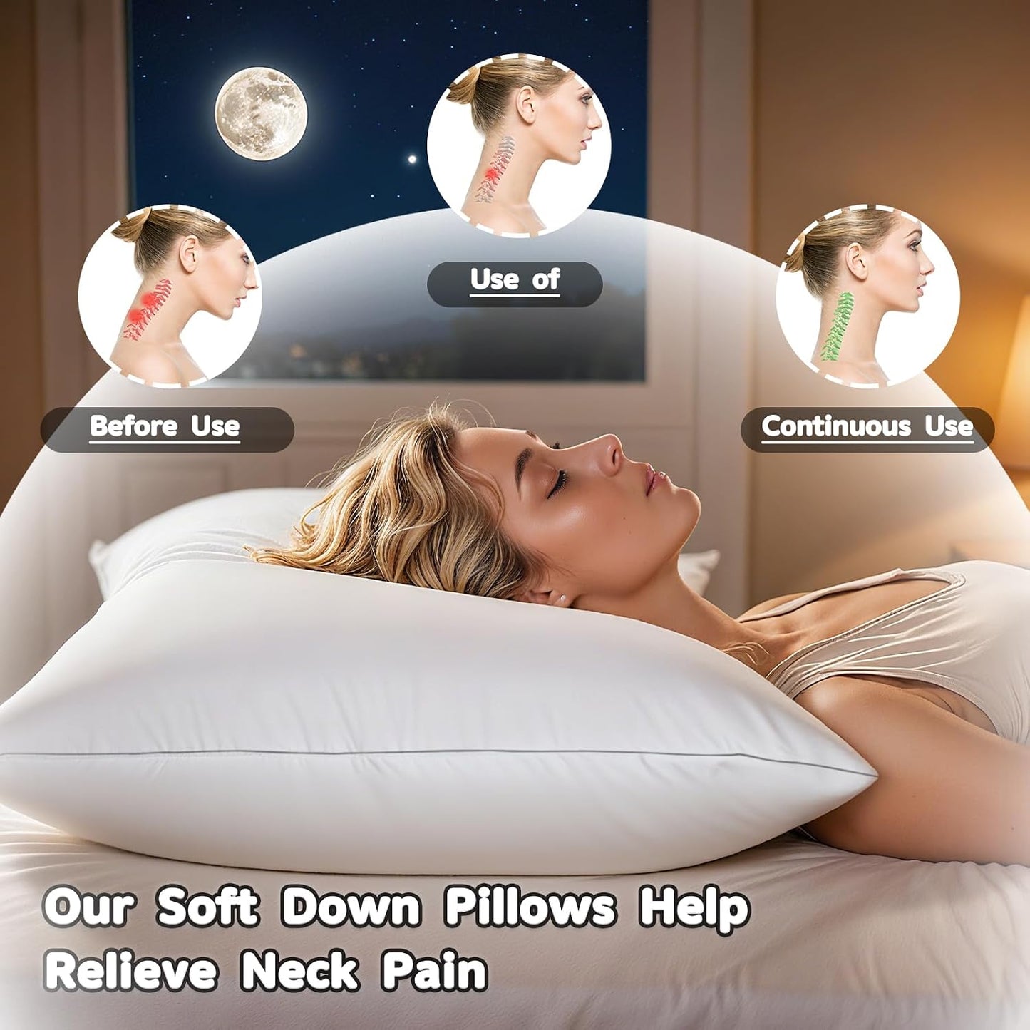 Almohadas de plumón de ganso canadiense, tamaño King, 80% plumón de...
