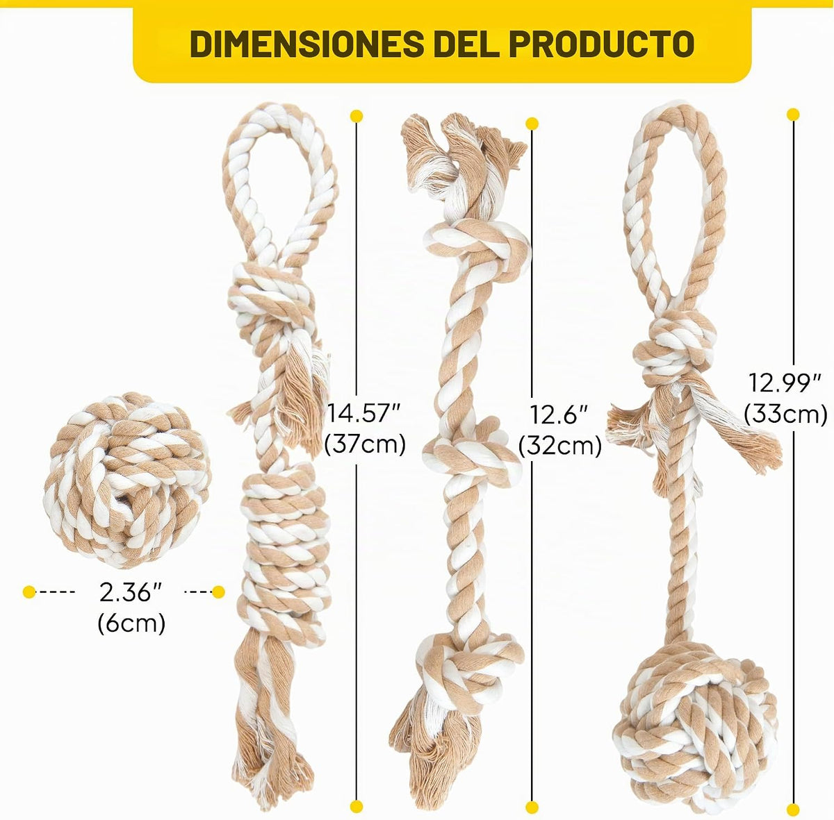 Fida Juguetes de Cuerda para Perros Paquete de 4, Cuerdas de Algodó...
